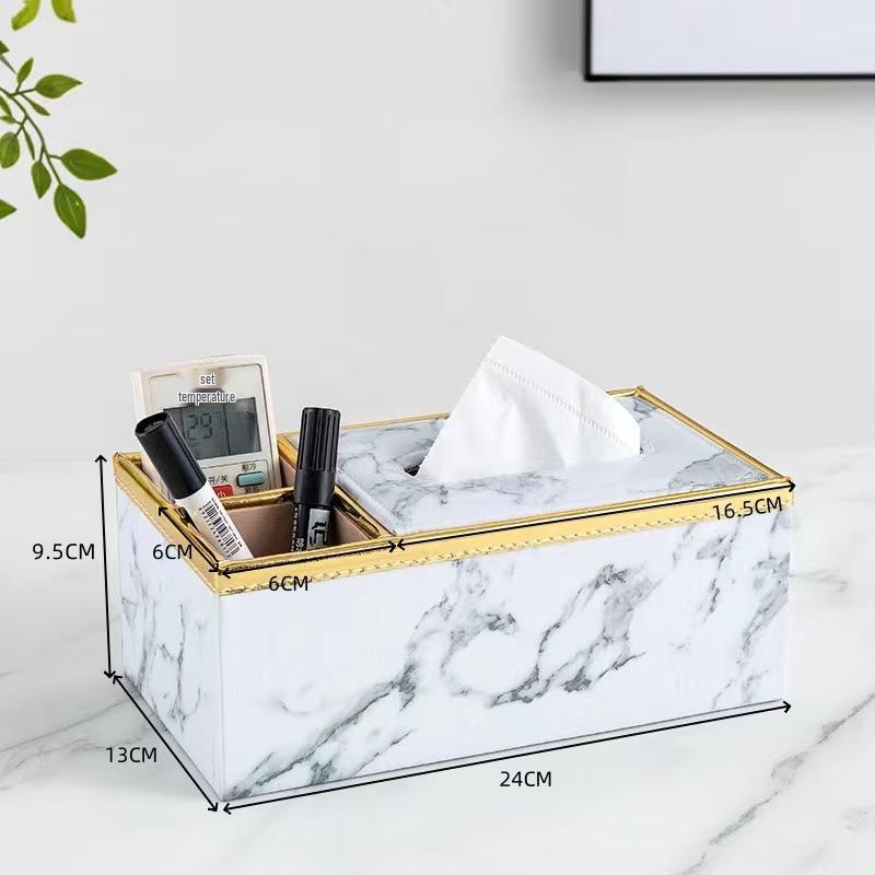 Elegant Leather Stone Pattern Tissue Box (Set of 3)