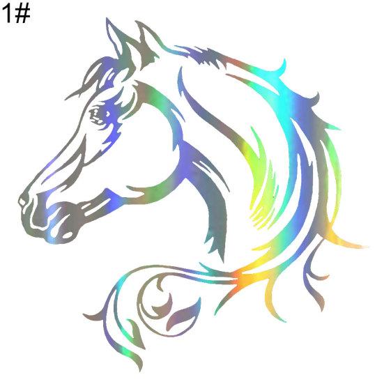 Car Styling Anti Head Waterproof Scratch Horse Laser Reflective Sticker Decal