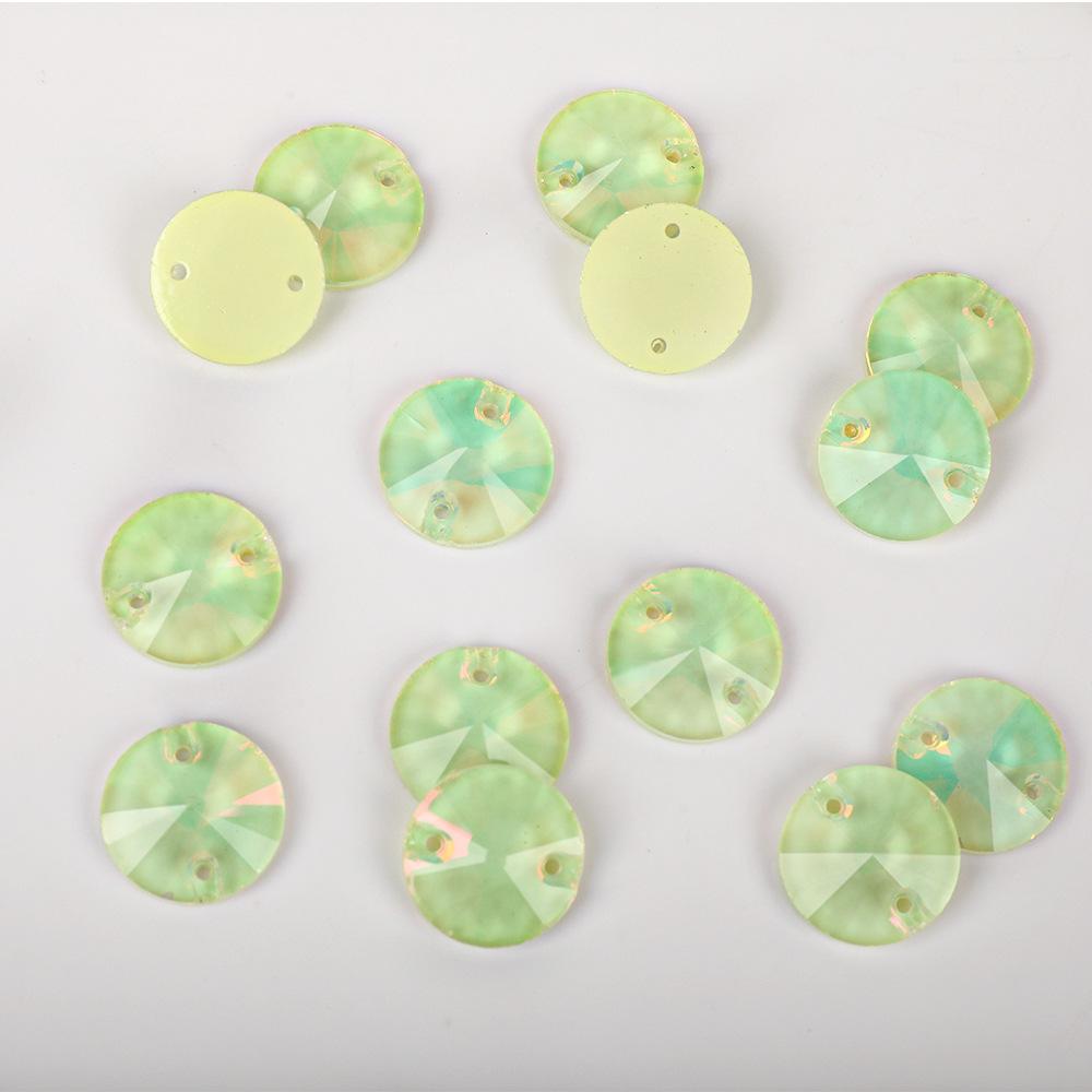 Round Satellite Neon Fluorescent Mocha Protein Glass Hand Seam Drill, Double Hole Rhinestone Flat Bottom Drill Diy Accessories Material Package