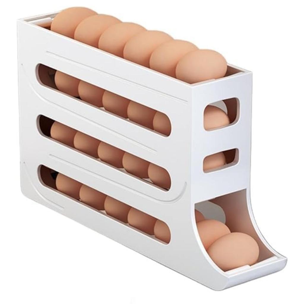 4 Tiers Egg Holder Automatic Rolling Egg Dispenser For Refrigerator Organizer Eggs Storage Container for Countertop