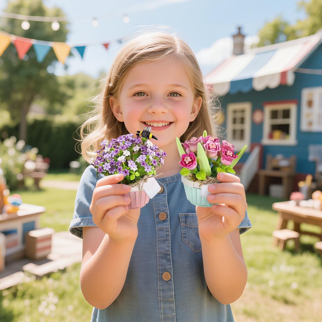 Diy Hand-assembled Flower Buildingblocks With Small Pieces, Everlasting Hand-held Flower Toys