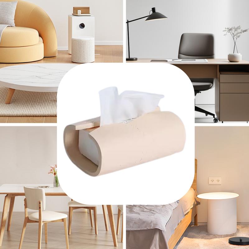 Tissue Box Organizer Modern Geometric Napkin Storage Organizer Imitation Cave Stone Living Room Desktop Napkin Organizer Modern