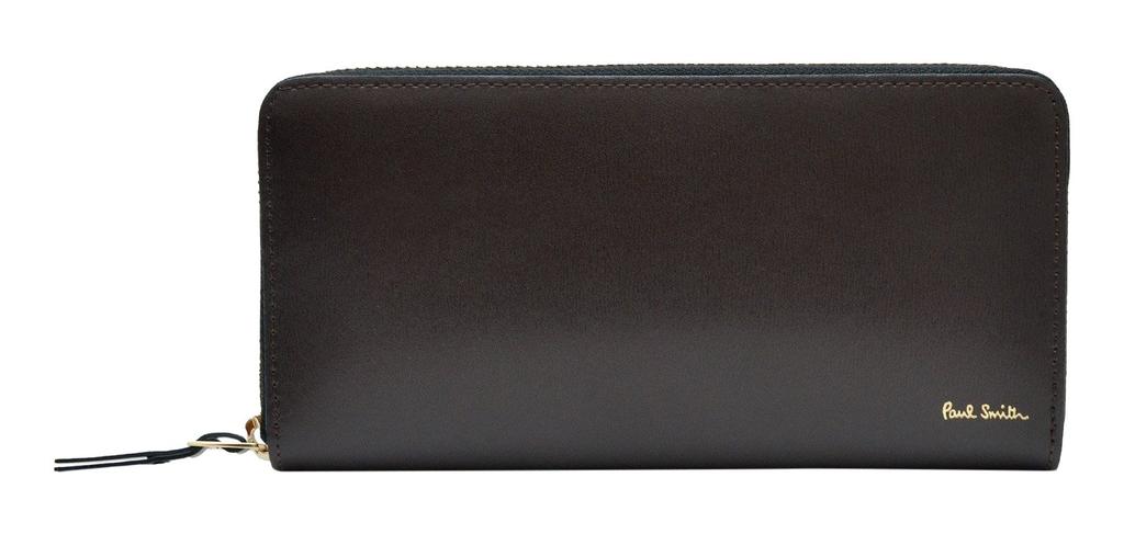 Authentic Paul Smith City Embossed Leather Long Wallet with Design Zip-Around (Chocolate)