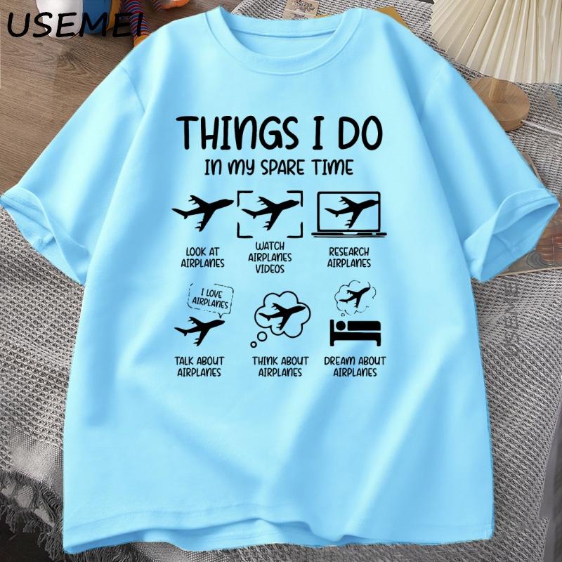 

Funny Aviation T Shirt Things I Do in My Spare Time TShirt Funny Airplane Tshirt Round Collar ShortSleeve Tee Shirt Clothes L