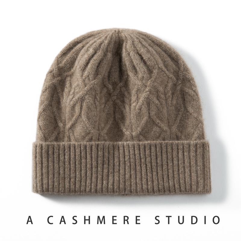 2025 Autumn/Winter Women's Cashmere Knitted Turban Hat - Classic, Warm, Windproof, Versatile, Slimming Design.