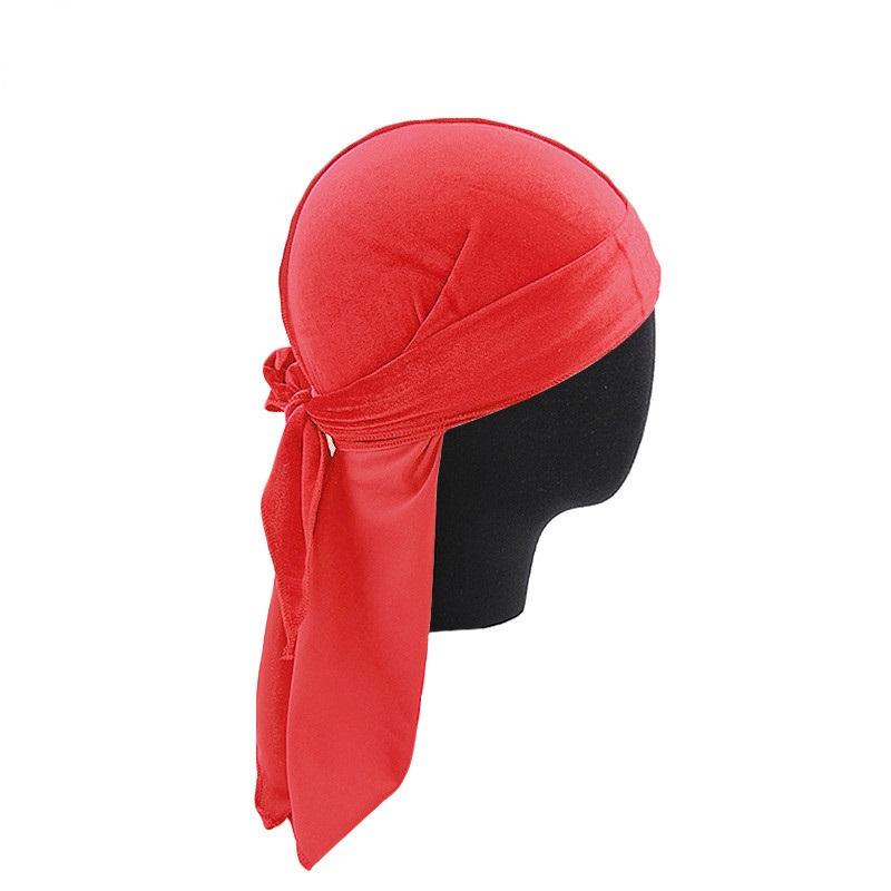 Vintage Velvet Durag Solid Color Lace Up Head Wraps Soft Bandana Elastic Turban Cap Comfortable Cycling Hats For Women & Men