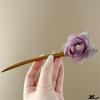 1pc Retro Sweet Wind Mesh Rose Women Hair Wooden Hairpin Elegant Temperament Wind Beach Party Beautiful Curling Hair Accessories