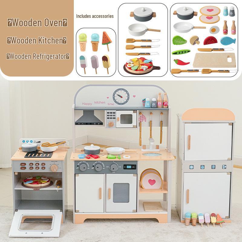 Wooden Pretend Play Kitchen Set: Fruit Cutting Toys for Kids' Birthday Gift