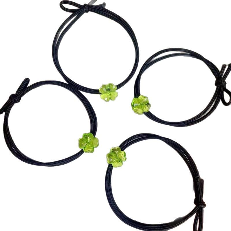 Mori Girl Four-Leaf Clover Hair Tie - Sweet Flower Ponytail Ornament & Versatile Fairy Accessory.