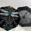 1 szt. Parasol z motywem ważki, automatycznie otwierany/zamykany, wiatroodporny, 8-żebrowy, wytrzymały czasza, trwałe żebra, modny design, akcesorium zewnętrzne, zabawny nadruk