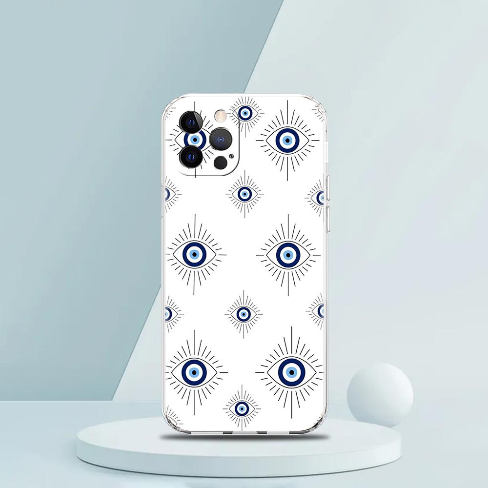 For iPhone 15 16 14 13 12 Mini 11 Pro Max XS X XR SE 7 8 Plus Silicone Clear Cover Blue Eye Art Luxury Phone Case