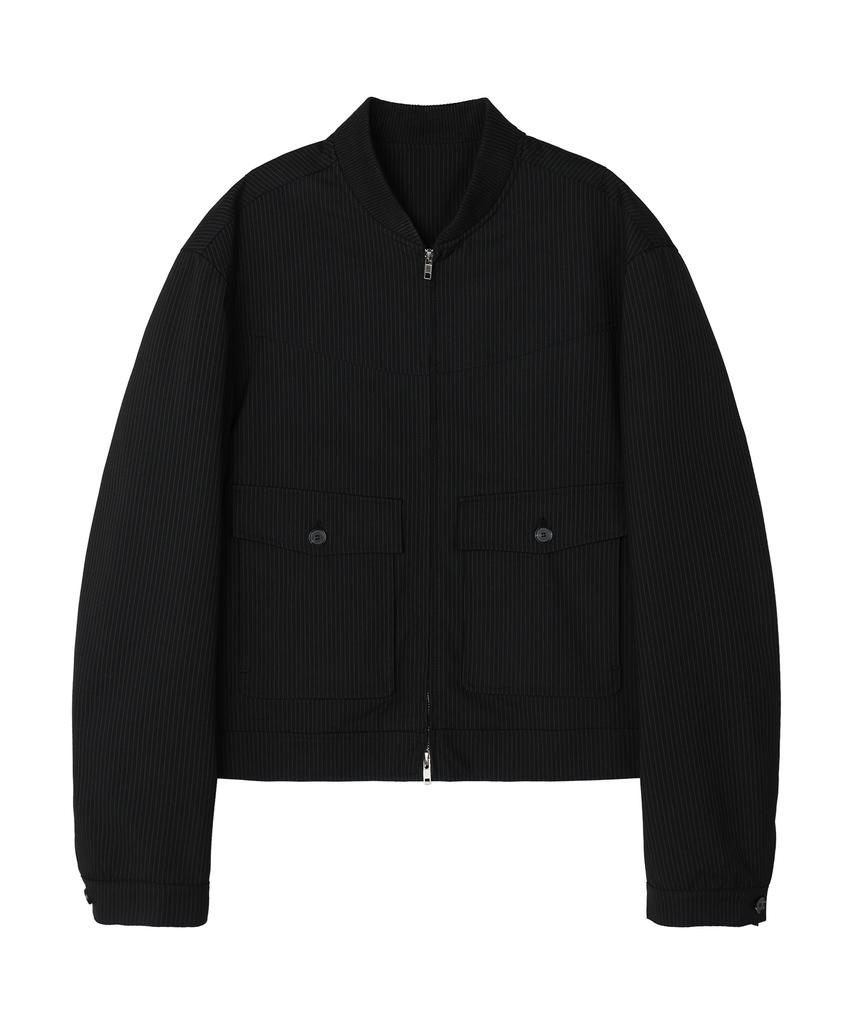 Noise Striped Officer Blouson Jacket - Black