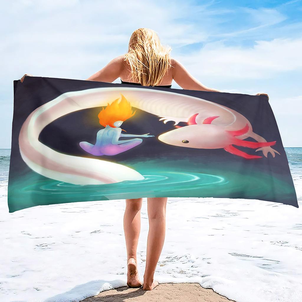 Cartoon Salamander Series Seaside Vacation Beach Towel Swimming Bath Towel Microfiber Sports Towel