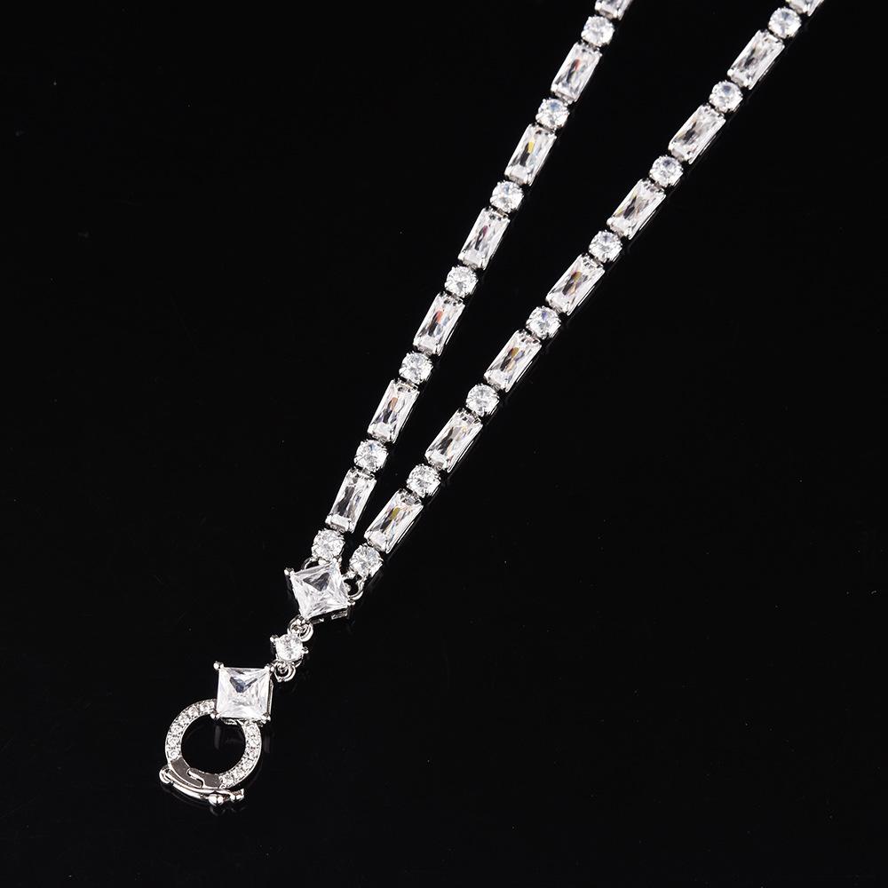 Haute Couture Full Diamond Simulation Diamond Necklace Universal Chain Sweater Chain Imported High Carbon Diamond High Sense Universal Necklace Female