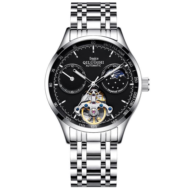 

Мужские повседневные автоматические часы-турбийон - Полый водонепроницаемый дизайн со стальным браслетом