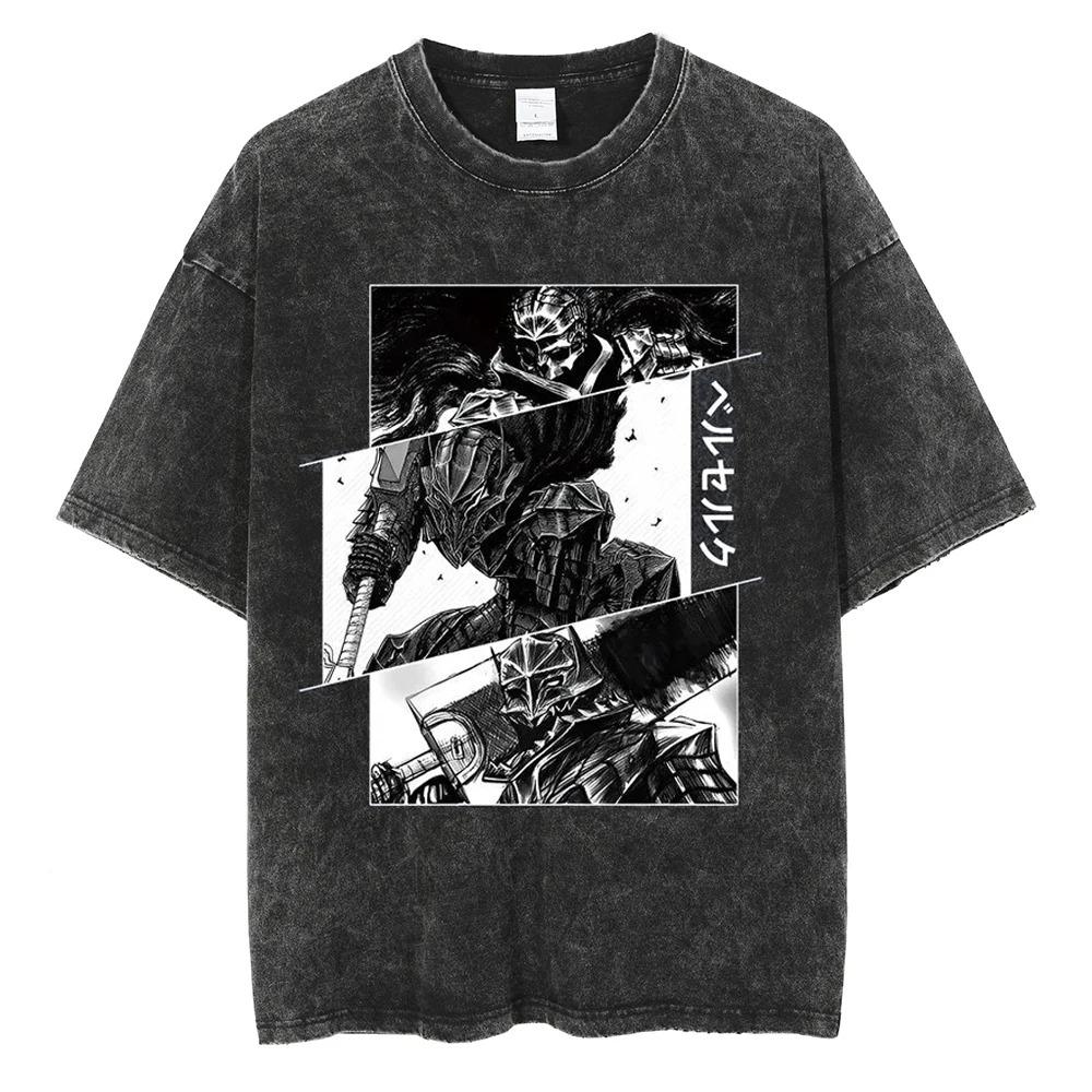 Berserk Guts Berserker Armor Vintage Washed Oversized TShirt Unisex Dark Fantasy Anime Streetwear Tee S