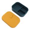 Silicone Bento Lunch Box Rectangle Leakproof 3 Compartment Divided Food Storage Container for Kids Adults Yellow