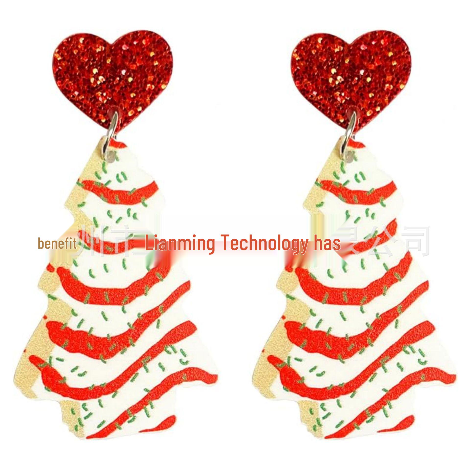 

Красочные акриловые серьги-подвески в виде рождественской елки - Женские праздничные украшения Red and White Christmas Tree Hook
