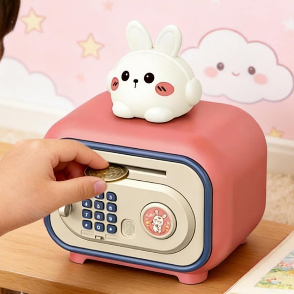 Kids Money Bank Password Fingerprint Unlock with Sound Money Saver Box Kids Banks for Cash Bill Coin Boys Girls Over 3 Year Old