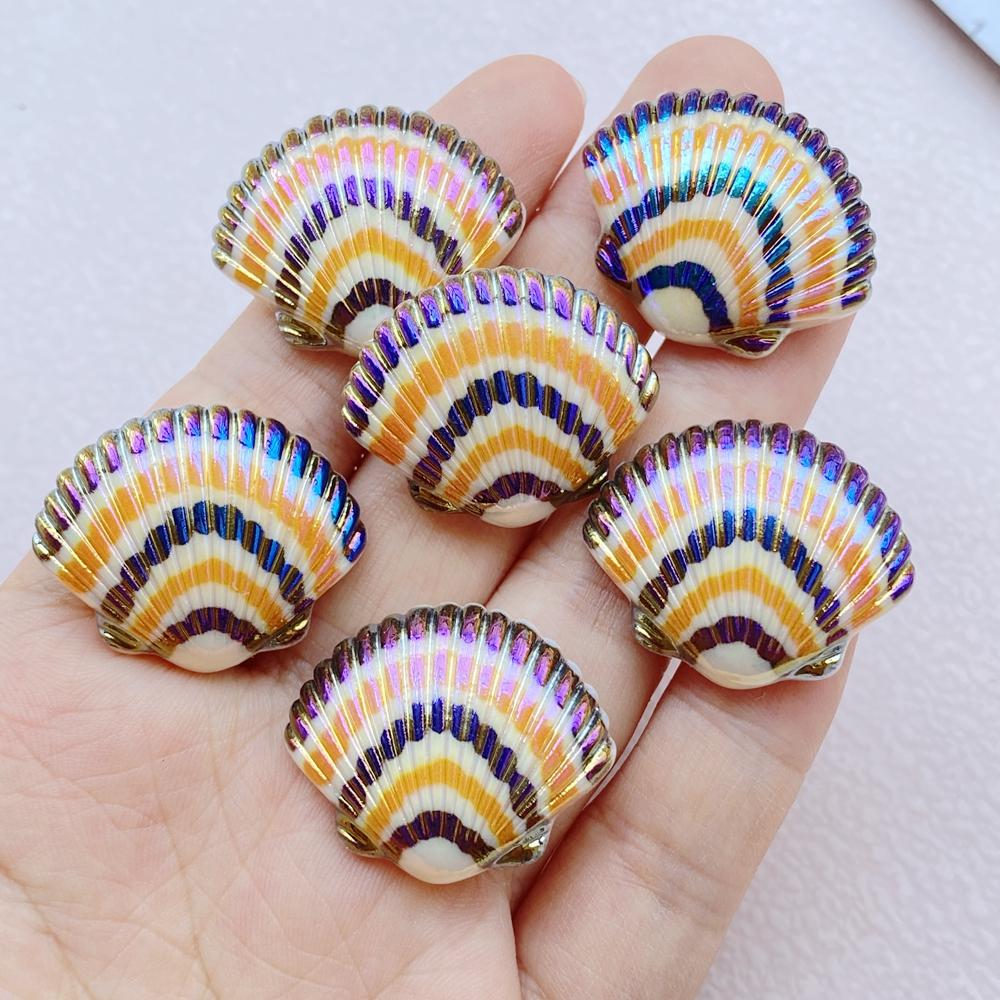 10Pcs New Cute Resin Cartoon Colorful Shells Series Flat Back Scrapbooking DIY Jewelry Craft Decoration Accessories