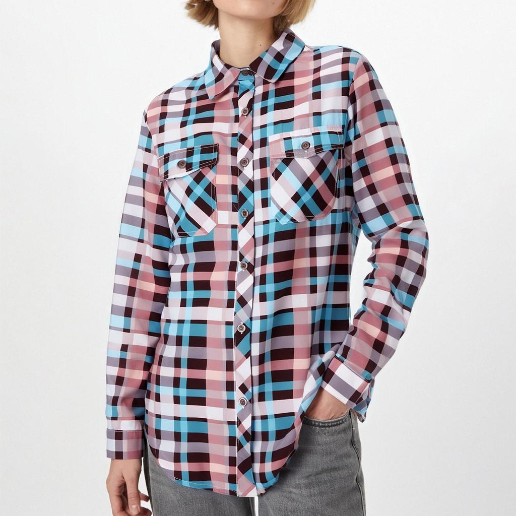 Women's Fashion Casual Long Sleeve Plaid With Pocket Button Cardigan Jacket