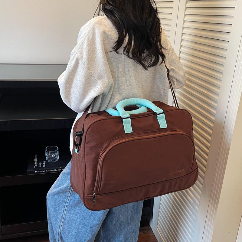 Geantă de călătorie portabilă în culori contrastante, geantă sport pentru bărbați și femei, pentru antrenament, fitness, călătorie, capacitate mare, geantă duffel