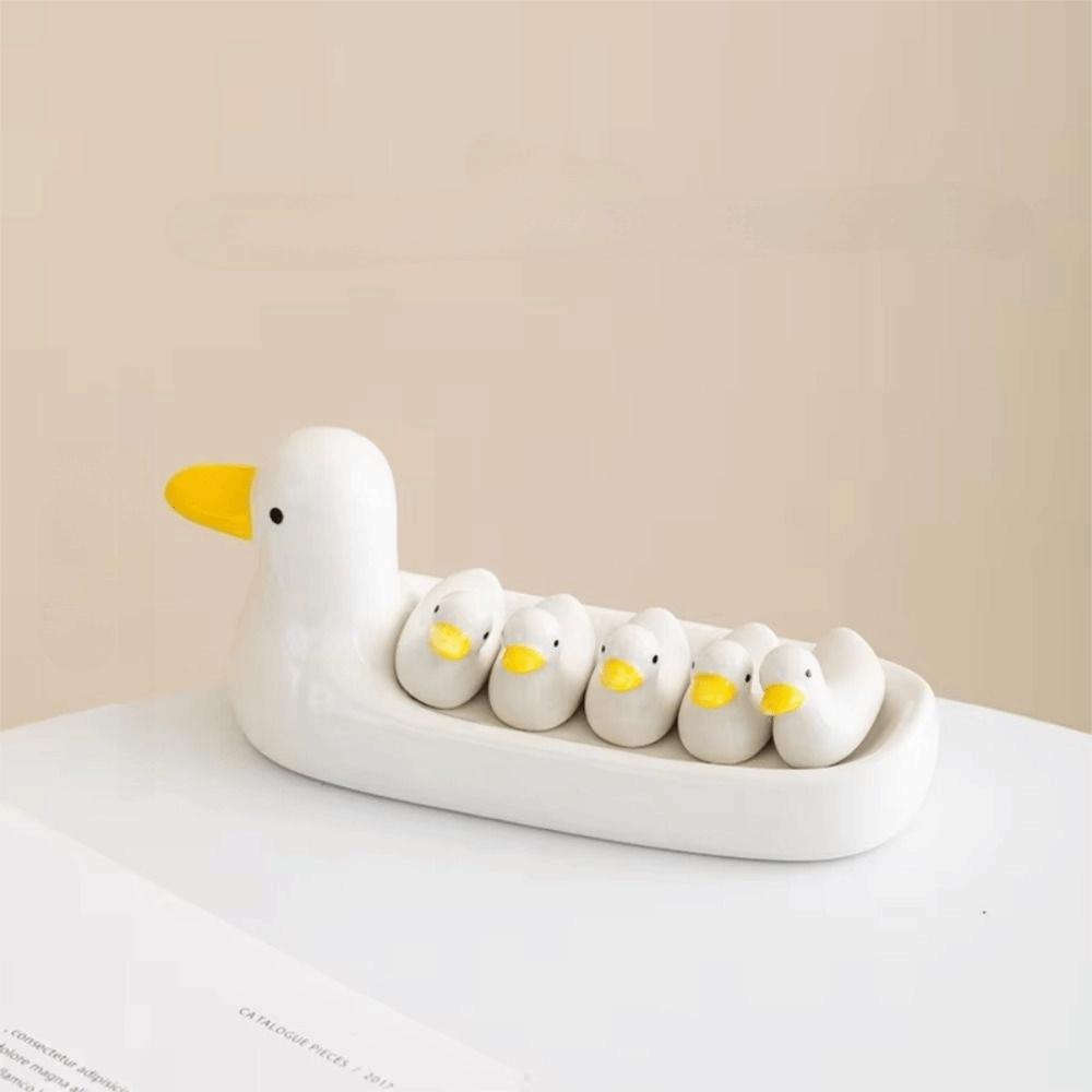 Creative Ceramic Chopstick Stand Cute Duck Shape Duck Chopstick Holder Hand-painted Practical Writing Brush Pen Holder