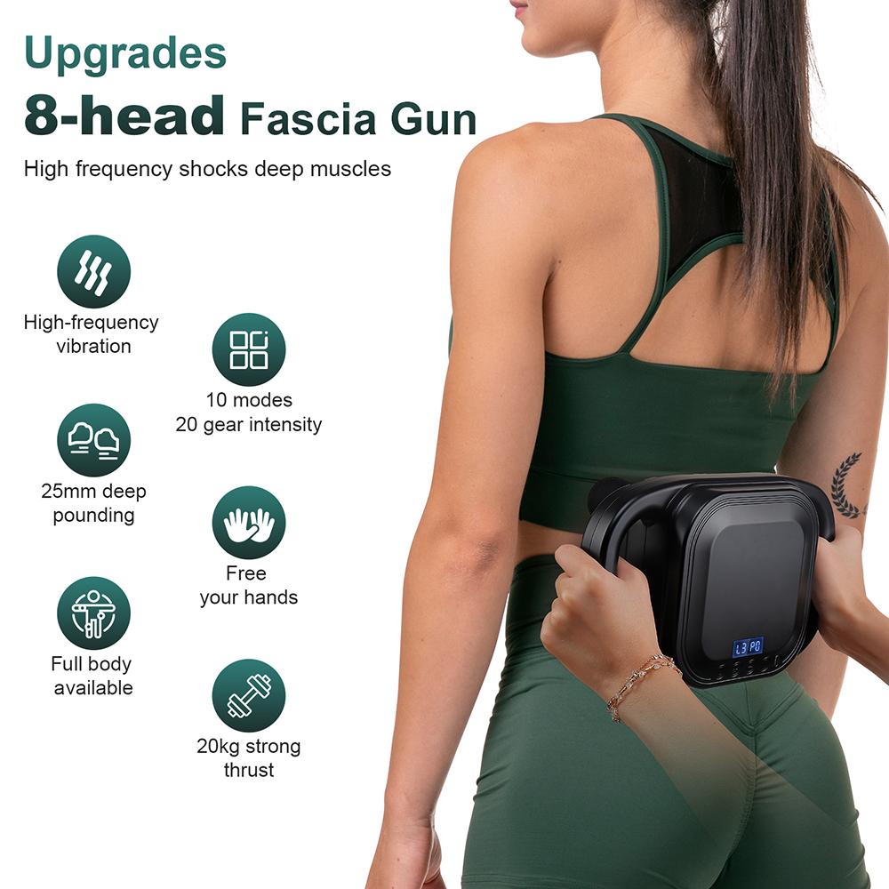 8-Head Fascia Gun High-Frequency Vibration Body Massage Gun Back and Waist Massager Neck Shoulder Massager Muscle Masajeador