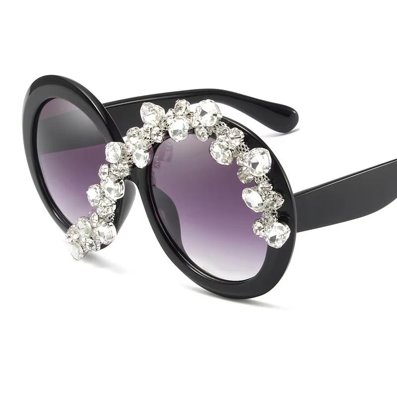 New Oversized Round Sunglasses Women Diamond Rhinestone Sunglasses Men Luxury Brand Designer Glasses Eyeglasses Eyewear Vintage