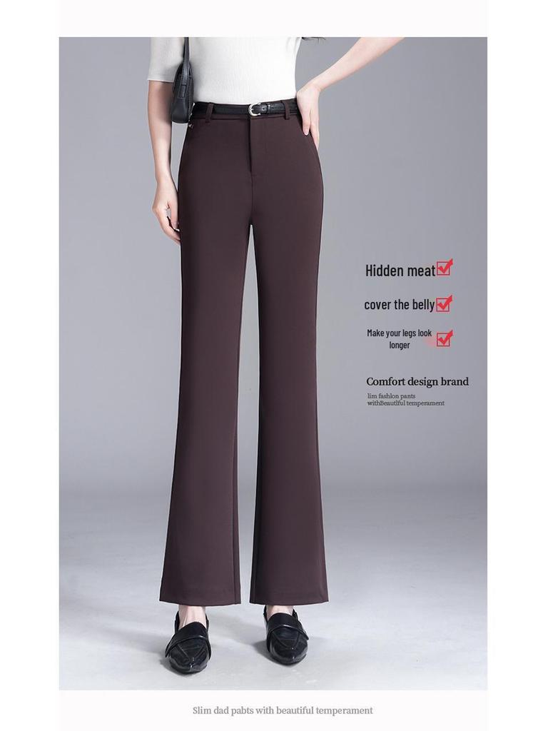 Women's Black Micro Flare Pants - 2026 Spring/Summer Plus Size Elastic Cropped Trousers