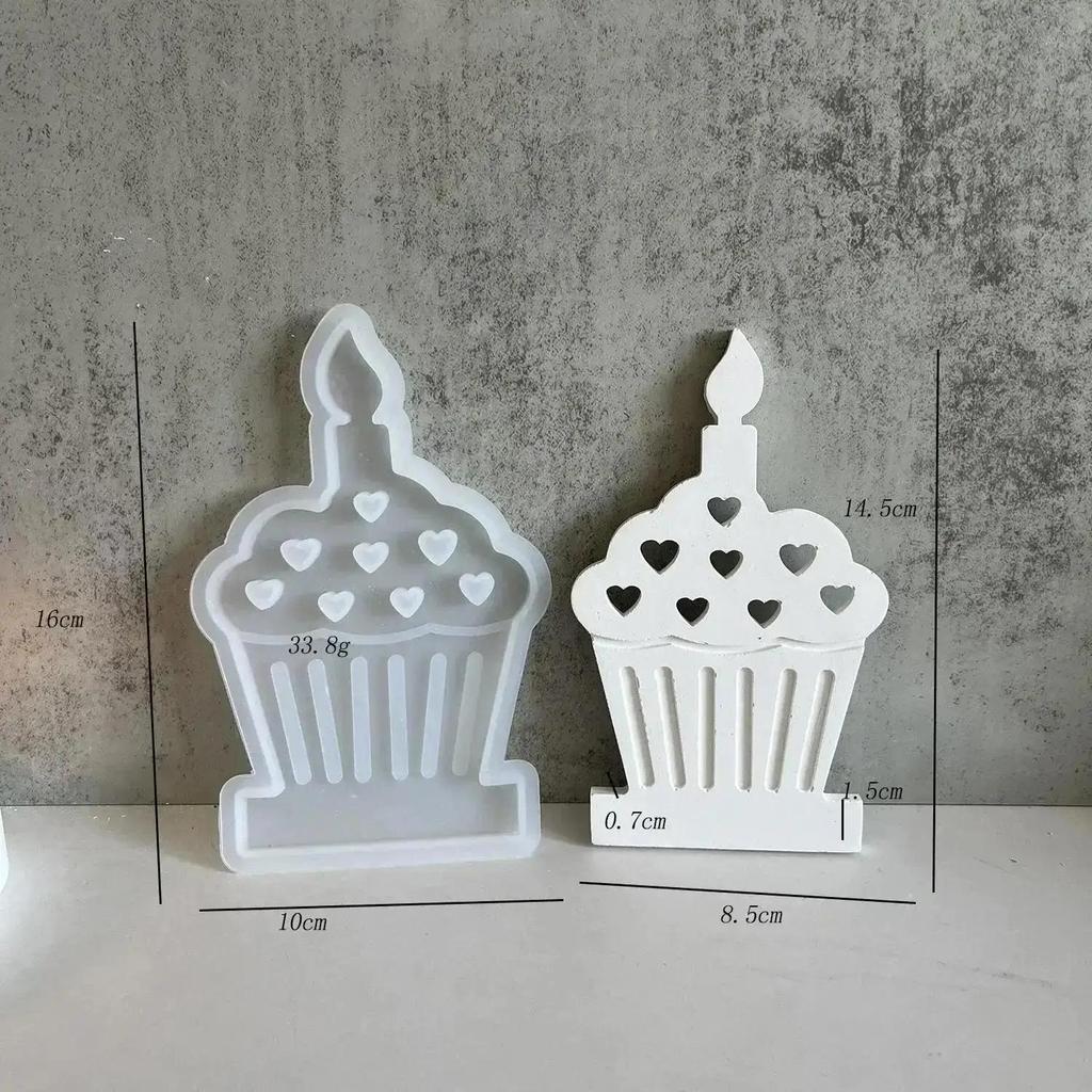 DIY Heart-shaped Cake Candle Mold Tea Lightweight Gypsum Craft Gift Making Home Decoration Candle Holder Cake Silicone Mold