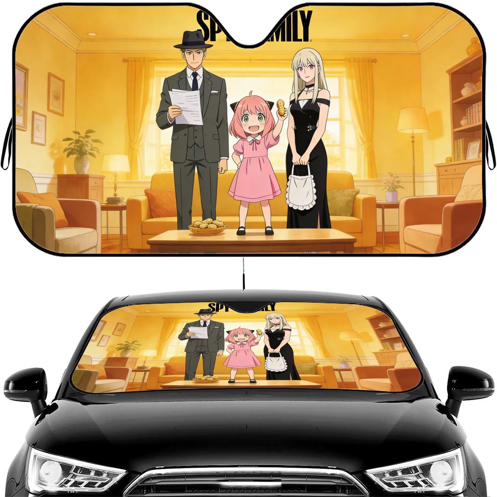 Anime S-Spy X Family Sun Visor Car Windshield Sun Shade Front Window Sunshade UV Block Heat Insulation Cover Parasol
