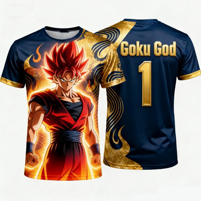 2026 Summer Dragon Ball Oversized T-shirt High Print Super Saiyan XXS