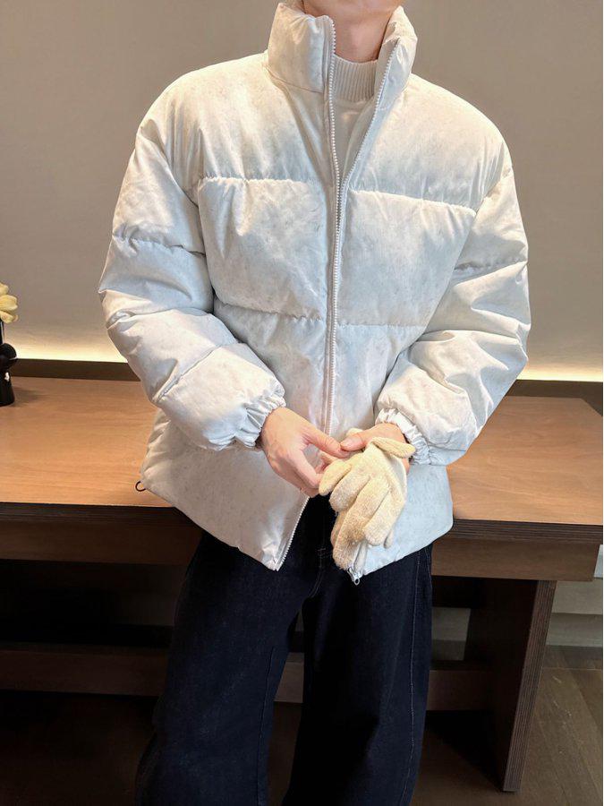 Herren Wintermantel aus Baumwolle: Einfarbig, trendiger koreanischer Stil, Hongkong-Mode, dicke, kurze Pufferjacke für hübsches Paar