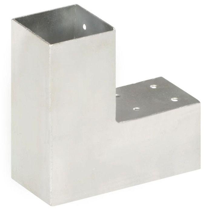 VidaXL Connecteurs de poteau 4 pcs Forme en L Métal galvanisé 71x71 mm