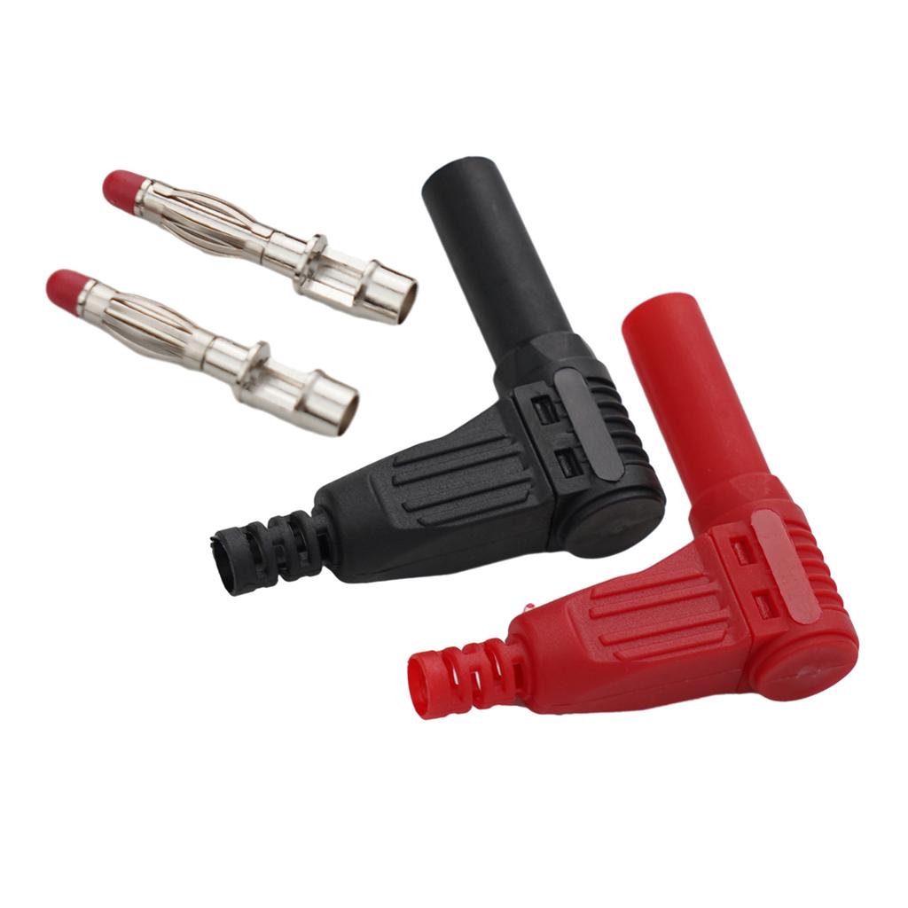 4mm Male Right Angle Insulated Banana Connector for Standard Jacks 2 Pack