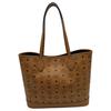 MCM Cognac Visetos Monogram Large Tote Bag with Leather Trim & Central Plaque for Daily & Shopping Use
