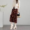 Demana Velvet Embossed A-Line Midi Skirt