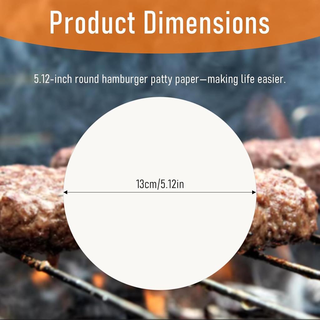 500 Pcs Hamburger Patty Paper, White Round Burger Patty Paper Sheets 5 Inch Non Stick Circle Smash Burger Separator Papers Pre-Cut Hamburger Baking