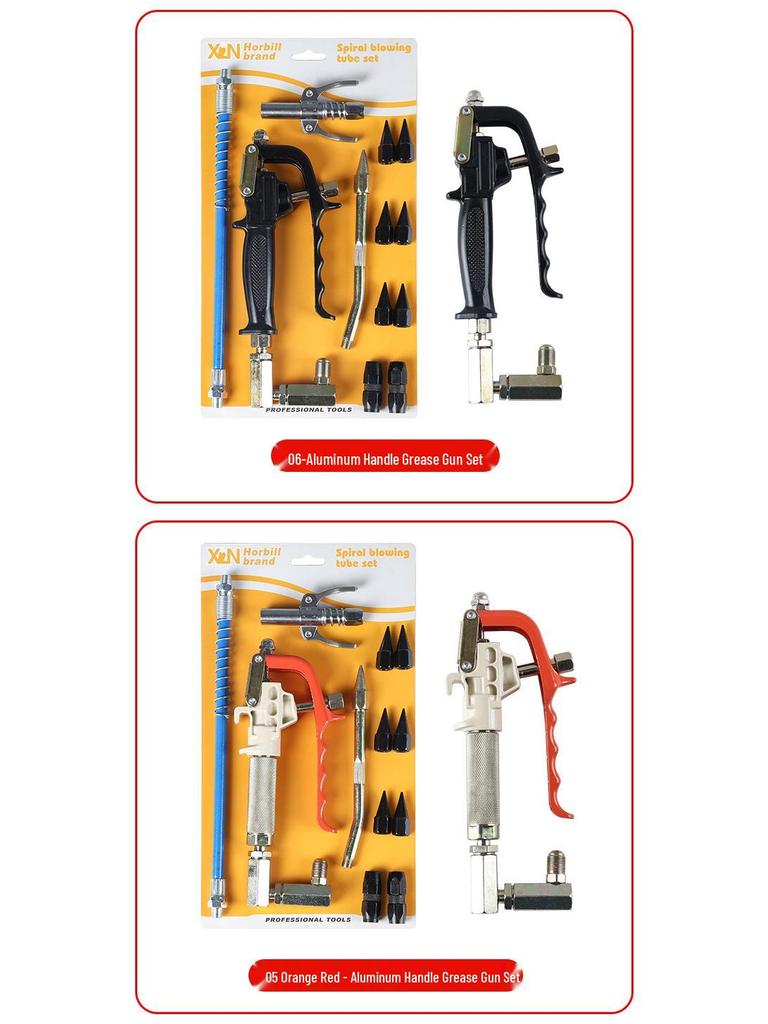 High-Pressure Pneumatic & Electric Grease Gun Set with Universal Nozzle and Oiler Accessories