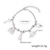 Vintage-Inspired Rhinestone Pendant Charm Bracelet Women 18K Gold Plated Titanium Steel Hypoallergenic Fade-Resistant