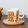 Japanese 3D Relief Cat Baguette & Toast Ceramic Mug Cute Cartoon Breakfast Milk Coffee Cup Drinkware Gift