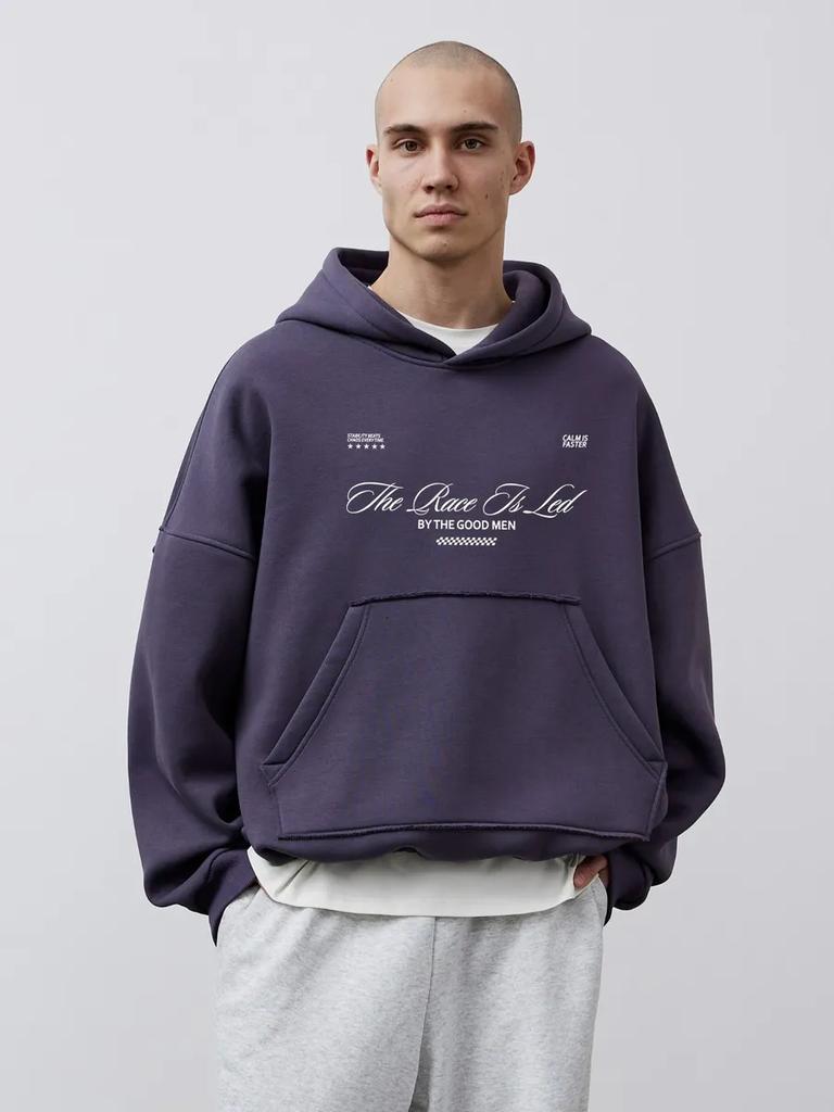 Men's Oversized Printed Hoodie Long Sleeve Casual Fleece Pullover Sweatshirt