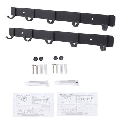 2pcs Coat Rack Wall Mounted 5 Hooks Space Aluminum Punch Free Hanging Coat Rack for Backpack Keys