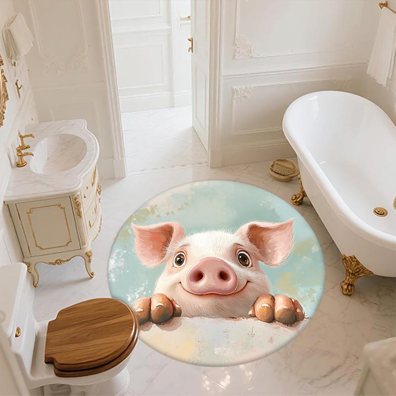 Piglet pattern round rug,Carpet Rug for Living Room Bedroom  Playroom ,Non-slip Floor Mat,Holiday Gifts and Birthday Gifts.