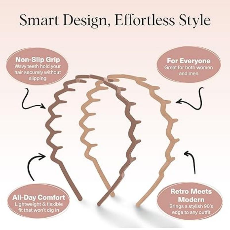 Kitsch Zig Zag Headbands for Women Non Slip –Fashion Accessories for Slicked Back -Comfortable Comb HStyles Eadband with Teeth | Ideal Gifts for Women