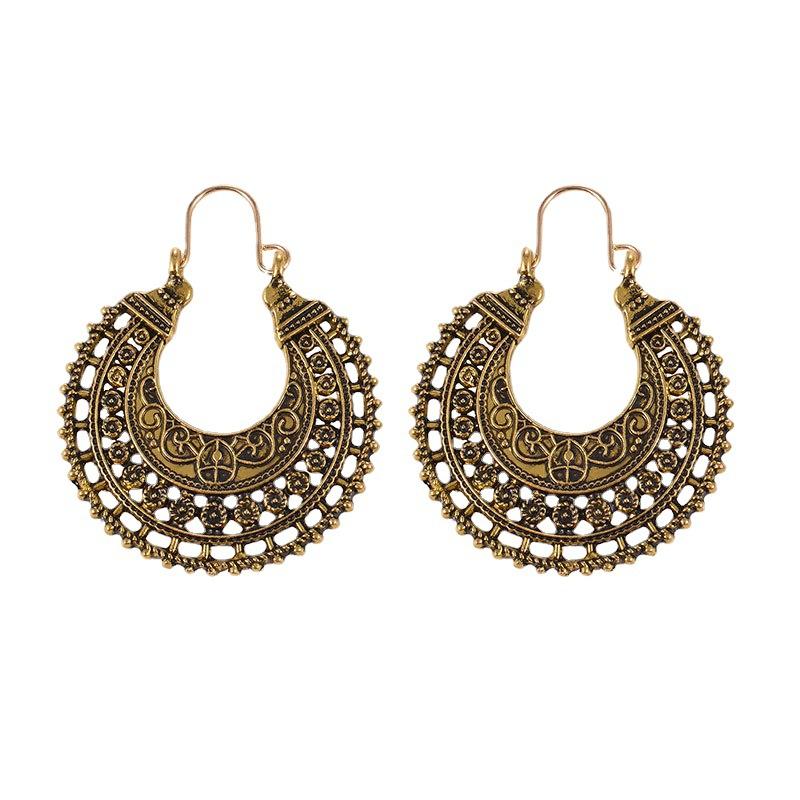 Vintage Boho Hollow Floral Hoop Earrings for Women Niche Design Fashion Earring Party Jewelry Gifts
