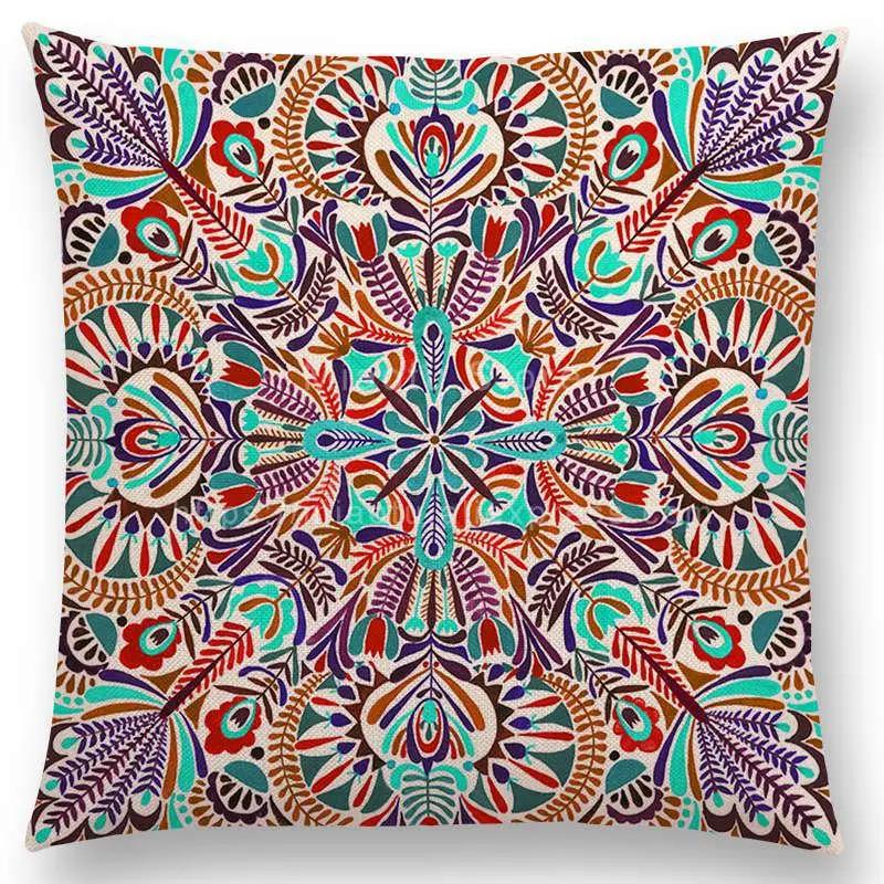 Neueste Boho Bunte Blumen Kissenbezug Rosa Regenbogen Lebhaft Floral Mandalas Musterdesign Begeisterung Drucke Kissenbezug