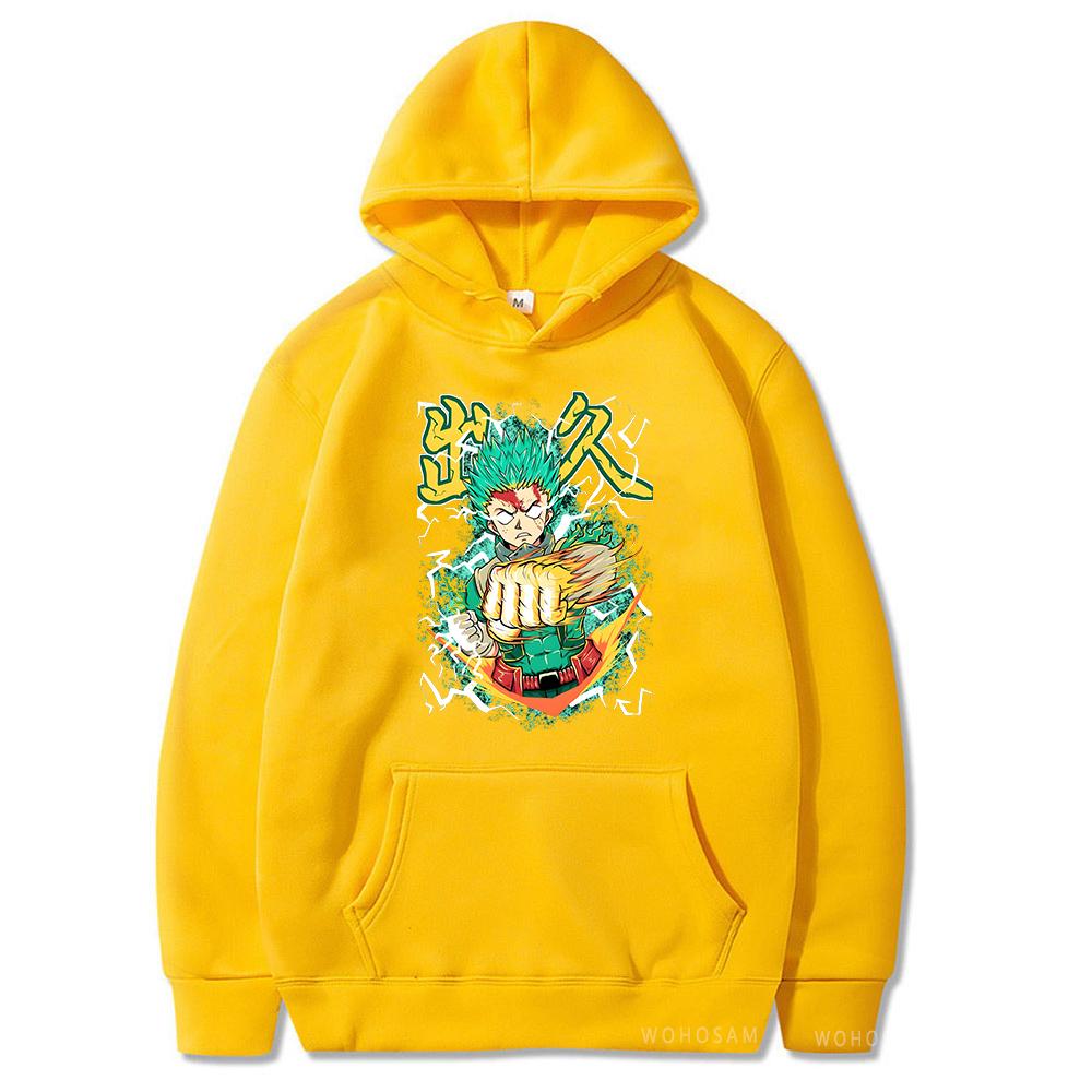 

Толстовки My Hero Academy Midoriya Izuku Deku, уличная мода, эстетический пуловер с графическим рисунком, уличная одежда, мужские толстовки унисекс 4XL жёлтый