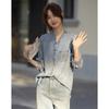 Demana Women's Lyocell Embroidered Stand Collar Shirt